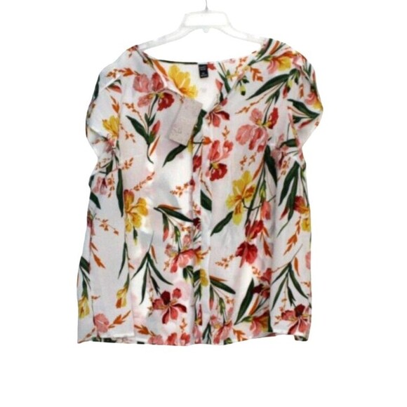 Emery Rose Women's 5XL Foral Flutter Sleeves V Neck NWT - Picture 5 of 6